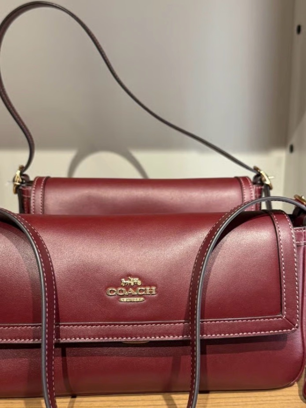 Coach Burgundy Leather Shoulder Bag